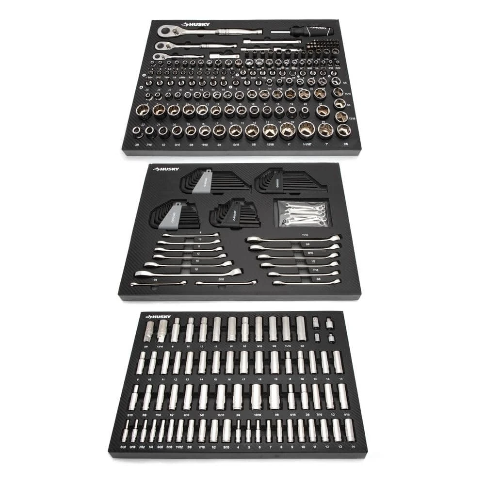 Husky 46 In. W X 24.5 In D Standard Duty 9-Drawer Mobile Workbench With Mechanics Tool Set (290-Piece) In EVA In Gloss Black 5 Husky 46 In. W X 24.5 In D Standard Duty 9-Drawer Mobile Workbench With Mechanics Tool Set (290-Piece) In EVA In Gloss Black - Image 5