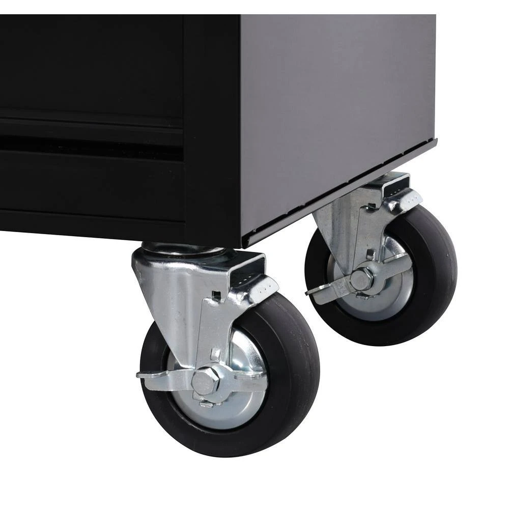Husky 46 In. W X 18 In. D 9-Drawer Black Mobile Workbench Cabinet 11 Husky 46 In. W X 18 In. D 9-Drawer Black Mobile Workbench Cabinet - Image 11