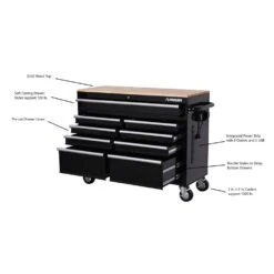 Husky 46 In. W X 18 In. D 9-Drawer Black Mobile Workbench Cabinet 24 Husky 46 In. W X 18 In. D 9-Drawer Black Mobile Workbench Cabinet -Husky Shop gloss black with silver trim husky mobile workbenches h46mwc9v18 d4 1000