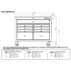 Husky 46 In. X 25 In. D 9-Drawer Mobile Workbench With Adjustable Height Wood Top In Gloss Black -Husky Shop gloss black with silver trim husky mobile workbenches holc4609b11m 40 1000