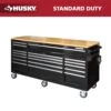 Husky Tool Storage 72 In. W Standard Duty Gloss Black Mobile Workbench Tool Chest