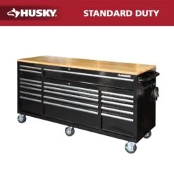 Husky Tool Storage 72 In. W Standard Duty Gloss Black Mobile Workbench Tool Chest
