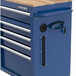 Husky Tool Storage 46 In. W X 18 In. D 9-Drawer Gloss Blue Mobile Workbench Cabinet -Husky Shop gloss blue husky mobile workbenches h46x18mwc9blu 1f 1000