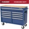 Husky Tool Storage 46 In. W X 18 In. D 9-Drawer Gloss Blue Mobile Workbench Cabinet