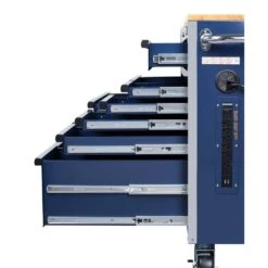 Husky 52 In. W X 25 In. D 10-Drawer Mobile Workbench Tool Chest With Solid Wood Work Top In Gloss Blue -Husky Shop gloss blue with silver trim husky mobile workbenches h52mwc10blu c3 1000