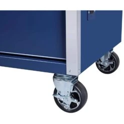 Husky 52 In. W X 25 In. D 10-Drawer Mobile Workbench Tool Chest With Solid Wood Work Top In Gloss Blue -Husky Shop gloss blue with silver trim husky mobile workbenches h52mwc10blu fa 1000