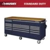 Husky Tool Storage 72 In. W Standard Duty Gloss Blue Mobile Workbench Tool Chest