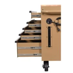 Husky Standard Duty 46 In. W X 18 In. D 9-Drawer Gloss Tan Mobile Workbench Cabinet With Solid Wood Top -Husky Shop gloss desert tan husky mobile workbenches h46x18mwc9tan fa 1000