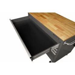 Husky 52 In. W X 25 In. D 9-Drawer Gloss Gray Mobile Workbench Tool Chest With Mechanics Tool Set In Foam (370-Piece) -Husky Shop gloss gray husky mobile workbenches h370eva52mwbgrycb 1f 1000