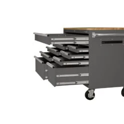 Husky 52 In. W X 25 In. D 9-Drawer Gloss Gray Mobile Workbench Tool Chest With Mechanics Tool Set In Foam (370-Piece) -Husky Shop gloss gray husky mobile workbenches h370eva52mwbgrycb c3 1000