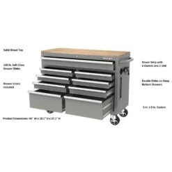 Husky Tool Storage 46 In. W Gloss Gray Mobile Workbench Cabinet -Husky Shop gloss gray husky mobile workbenches h46x18mwc9gry a0 1000