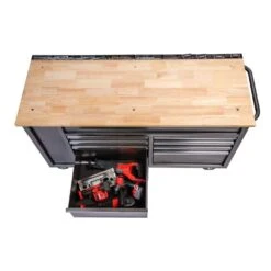 Husky 61 In. W X 24 In. D Standard Duty 10-Drawer Mobile Workbench Tool Chest With Sliding Bin Storage Drawer In Silver 19 Husky 61 In. W X 24 In. D Standard Duty 10-Drawer Mobile Workbench Tool Chest With Sliding Bin Storage Drawer In Silver -Husky Shop gloss gray with silver trim husky mobile workbenches h61mwc10sr 1d 1000