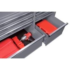 Husky 52 In. W X 25 In. D Standard Duty 9-Drawer Mobile Workbench Cabinet With Solid Wood Top In Gloss Gray -Husky Shop gloss gray with silver trim husky mobile workbenches hotc5209b41m 66 1000