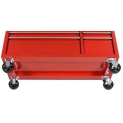 Husky 52 In. W 10-Drawer Gloss Red Mobile Workbench Cabinet With Solid Wood Top And Pegboard -Husky Shop gloss red husky mobile workbenches h52mwc10modredp 1d 1000