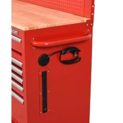 Husky 52 In. W 10-Drawer Gloss Red Mobile Workbench Cabinet With Solid Wood Top And Pegboard -Husky Shop gloss red husky mobile workbenches h52mwc10modredp 4f 1000