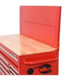 Husky 52 In. W 10-Drawer Gloss Red Mobile Workbench Cabinet With Solid Wood Top And Pegboard -Husky Shop gloss red husky mobile workbenches h52mwc10modredp c3 1000
