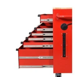 Husky 52 In. W 10-Drawer Gloss Red Mobile Workbench Cabinet With Solid Wood Top And Pegboard -Husky Shop gloss red husky mobile workbenches h52mwc10modredp fa 1000
