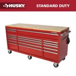 Husky Tool Storage 72 In. W X 21 In. D Standard Duty Gloss Red Mobile Workbench Tool Chest