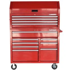 Husky 42 In. 12-Drawer 24.5 In. Deep Tool Chest/Rolling Cab Set Gross Red -Husky Shop gloss red husky tool chest combos hotc4212b21s 1f 1000