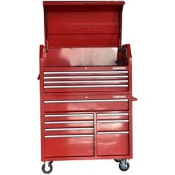 Husky 42 In. 12-Drawer 24.5 In. Deep Tool Chest/Rolling Cab Set Gross Red -Husky Shop gloss red husky tool chest combos hotc4212b21s 4f 1000