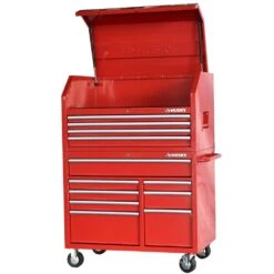 Husky 42 In. 12-Drawer 24.5 In. Deep Tool Chest/Rolling Cab Set Gross Red -Husky Shop gloss red husky tool chest combos hotc4212b21s c3 1000