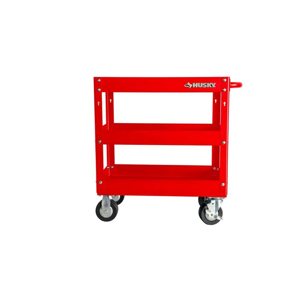 Husky 28 In. 3 Tier Cart, Gloss Red 5 Husky 28 In. 3 Tier Cart, Gloss Red - Image 5
