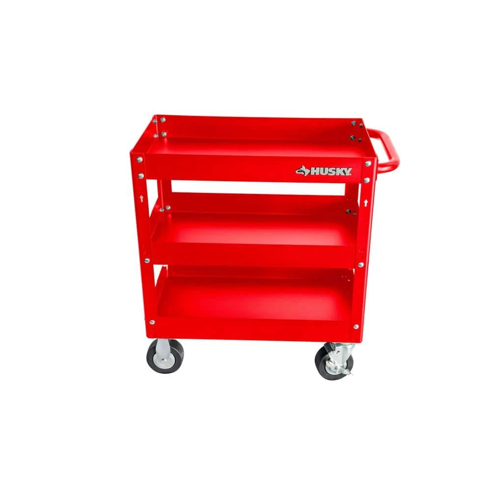 Husky 28 In. 3 Tier Cart, Gloss Red 3 Husky 28 In. 3 Tier Cart, Gloss Red - Image 3