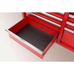 Husky 42 In. W X 18.1 In. D Standard Duty 10-Drawer Mobile Workbench Tool Chest With Solid Wood Top In Gloss Red 22 Husky 42 In. W X 18.1 In. D Standard Duty 10-Drawer Mobile Workbench Tool Chest With Solid Wood Top In Gloss Red -Husky Shop gloss red with silver finishes husky mobile workbenches h42mwc10r tl 1f 1000