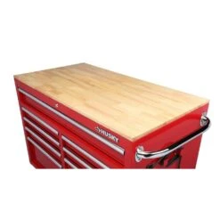 Husky 46 In. W X 24.5 In D Standard Duty 9-Drawer Mobile Workbench With Mechanics Tool Set (290-Piece) In EVA In Gloss Red -Husky Shop gloss red with silver trim husky mobile workbenches h290tb46redcb 1f 1000