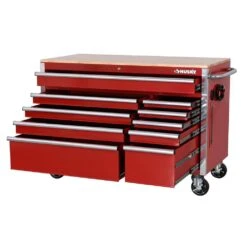 Husky Tool Storage 52 In. W X 25 In. D 10-Drawer Standard Duty Gloss Red Mobile Workbench Tool Chest -Husky Shop gloss red with silver trim husky mobile workbenches h52mwc10red 31 1000