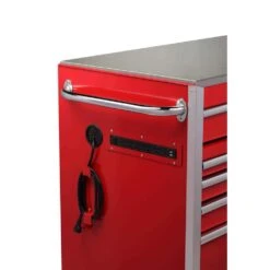 Husky 72 In. W X 24 In. D Heavy Duty 15-Drawer Mobile Workbench Cabinet With Stainless Steel Top In Gloss Red -Husky Shop gloss red with silver trim husky mobile workbenches h72mwc15rdl 1d 1000