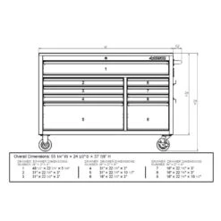Husky 52 In. W X 24.5 In. D 9-Drawer Standard Duty Mobile Workbench Tool Chest With Solid Work Top And Pegboard In Gloss Red -Husky Shop gloss red with silver trim husky mobile workbenches hotc5209b23m 40 1000