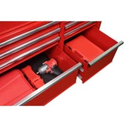 Husky 52 In. W X 24.5 In. D 9-Drawer Standard Duty Mobile Workbench Tool Chest With Solid Work Top And Pegboard In Gloss Red -Husky Shop gloss red with silver trim husky mobile workbenches hotc5209b23m a0 1000