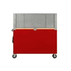 Husky 52 In. W X 24.5 In. D 9-Drawer Standard Duty Mobile Workbench Tool Chest With Solid Work Top And Pegboard In Gloss Red -Husky Shop gloss red with silver trim husky mobile workbenches hotc5209b23m c3 1000