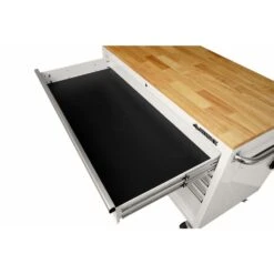 Husky 52 In. W X 25 In. D 9-Drawer Gloss White Mobile Workbench Tool Chest With Mechanics Tool Set In Foam (370-Piece) -Husky Shop gloss white husky mobile workbenches h370eva52mwbwhtcb 44 1000