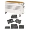 Husky 52 In. W X 25 In. D 9-Drawer Gloss White Mobile Workbench Tool Chest With Mechanics Tool Set In Foam (370-Piece)
