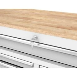 Husky Tool Storage 46 In. W X 18 In. D 9-Drawer Gloss White Mobile Workbench Cabinet -Husky Shop gloss white husky mobile workbenches h46x18mwc9wht 4f 1000