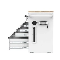 Husky Tool Storage 46 In. W X 18 In. D 9-Drawer Gloss White Mobile Workbench Cabinet -Husky Shop gloss white husky mobile workbenches h46x18mwc9wht 66 1000