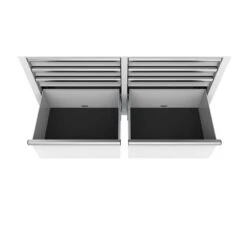 Husky Tool Storage 46 In. W X 18 In. D 9-Drawer Gloss White Mobile Workbench Cabinet -Husky Shop gloss white husky mobile workbenches h46x18mwc9wht c3 1000