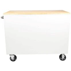 Husky 46 In. W X 25 In. D Standard Duty 9-Drawer Mobile Workbench Cabinet With Solid Wood Top In Gloss White -Husky Shop gloss white with silver trim husky mobile workbenches h46mwc9gwv2 66 1000