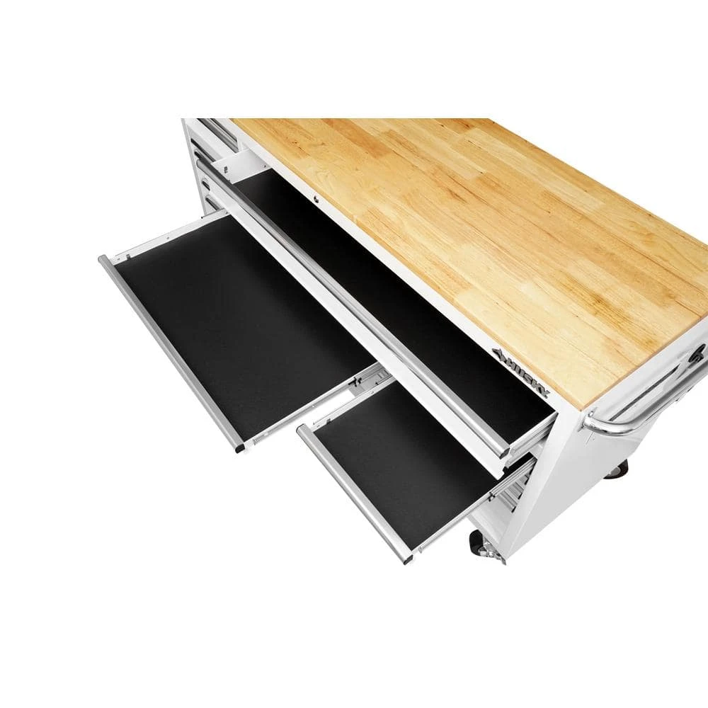 Husky Tool Storage 72 In. W Standard Duty Gloss White Mobile Workbench Tool Chest 9 Husky Tool Storage 72 In. W Standard Duty Gloss White Mobile Workbench Tool Chest - Image 9