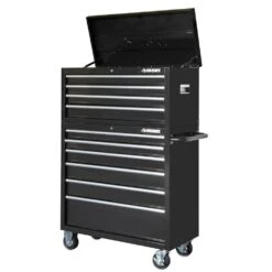 Husky 40 In. 10-Drawer Tool Chest And Rolling Tool Cabinet Set, Black