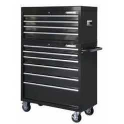 Husky 40 In. 10-Drawer Tool Chest And Rolling Tool Cabinet Set, Black -Husky Shop glossy black husky tool chest combos hotc4010b5ers c3 1000