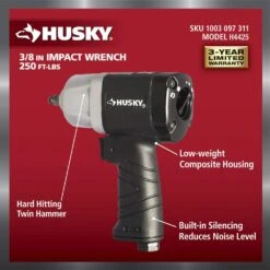 Husky 250 Ft./lbs. 3/8 In. Impact Wrench -Husky Shop husky air impact wrenches h4425 66 1000