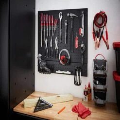 Husky Steel Pegboard Set In Black (28 In. W X 23.5 In H) For Heavy Duty Welded Steel Garage Storage System -Husky Shop husky black husky pegboards hsl0222 40 1000