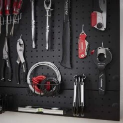 Husky Steel Pegboard Set In Black (28 In. W X 23.5 In H) For Heavy Duty Welded Steel Garage Storage System -Husky Shop husky black husky pegboards hsl0222 4f 1000
