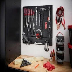 Husky Steel Pegboard Set In Black (28 In. W X 23.5 In H) For Heavy Duty Welded Steel Garage Storage System -Husky Shop husky black husky pegboards hsl0222 c3 1000
