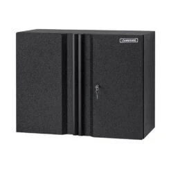 Husky Pro Duty Welded 20-Gauge Steel Wall Mounted Garage Cabinet In Black LINE-X (28 In. W X 22 In. H X 14 In. D)