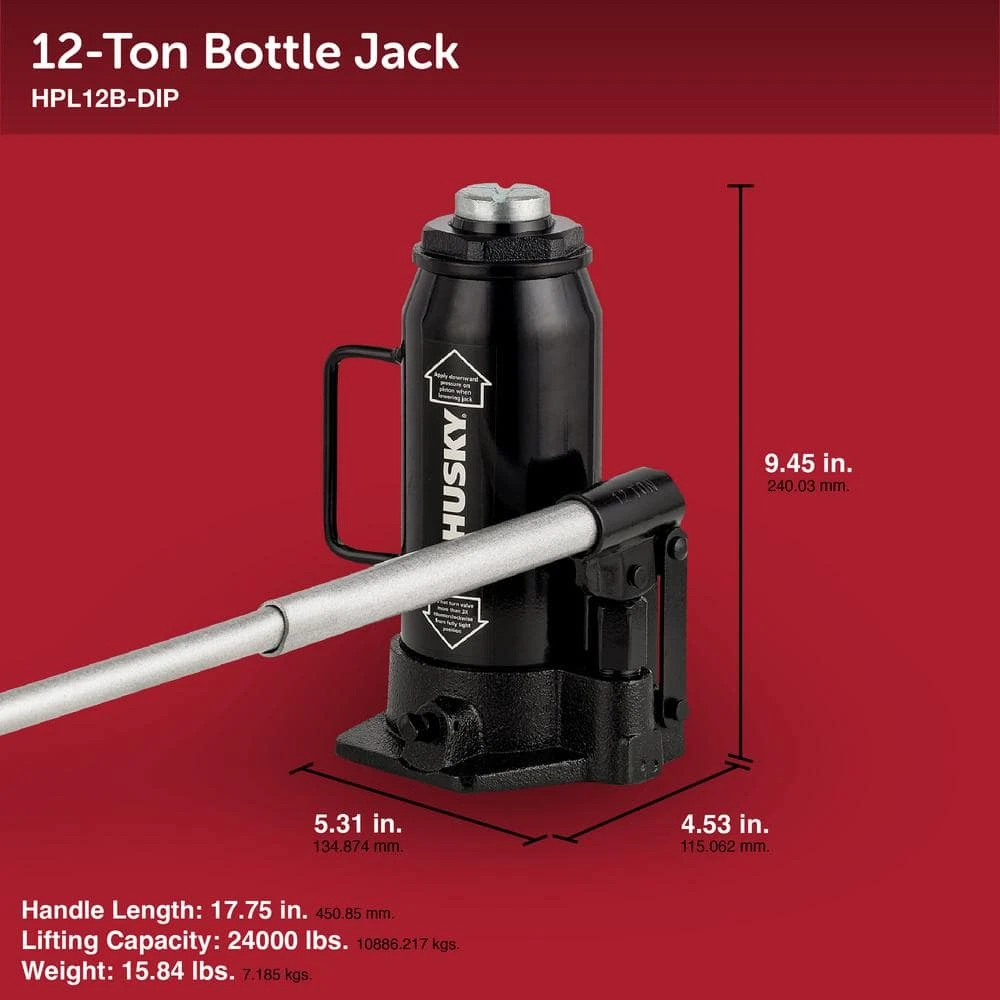 Husky 12-Ton Hydraulic Bottle Car Jack 6 Husky 12-Ton Hydraulic Bottle Car Jack - Image 6