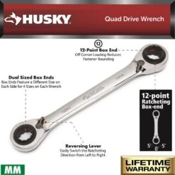 Husky Metric Quad Drive Ratcheting Wrench Set (2-Piece) -Husky Shop husky box wrenches hqrrw2pcmm 40 1000